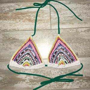 Victoria’s Secret Green Halter, Beaded, Bikini Top